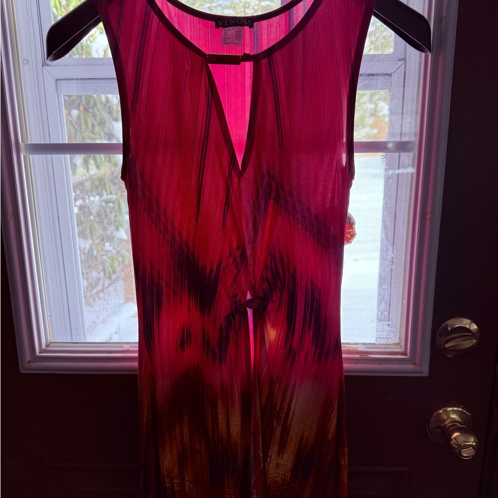 Venus Hot Pink Blue Orange Middle Front Slit Sleeveless Maxi Dress XS - Picture 2 of 8